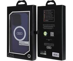 Audi IML Big Logo MagSafe Dėklas Apple iPhone 14 Pro 6.1″ mėlynos spalvos hardcase AU-IMLMIP14P-Q5/D2-BE