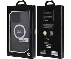 Audi IML Big Logo MagSafe Dėklas Apple iPhone 15 Pro Max 6.7″ juodos spalvos hardcase AU-IMLMIP15PM-Q5/D2-BK