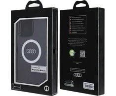Audi IML Big Logo MagSafe Dėklas Apple iPhone 14 Pro Max 6.7″ juodos spalvos hardcase AU-IMLMIP14PM-Q5/D2-BK