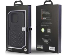 Audi Genuine Leather Apple iPhone 13 Pro / 13 6.1″ juodos spalvos kietas dėklas AU-TPUPCIP13 P-Q8/D1-BK