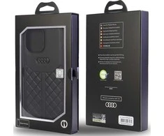 Audi Genuine Leather Apple iPhone 13 Pro Max 6.7″ juodos spalvos kietas dėklas AU-TPUPCIP13 PM-Q8/D1-BK