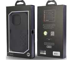 Audi Synthetic Leather Apple iPhone 14 Pro 6.1″ juodos spalvos kietas dėklas AU-TPUPCIP14P-TT/D1-BK