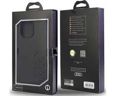 Audi Synthetic Leather Apple iPhone 14 Pro Max 6.7″ juodos spalvos kietas dėklas AU-TPUPCIP14PM-TT/D1-BK