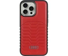 Audi Synthetic Leather MagSafe Apple iPhone 15 Pro 6.1″ red kietas dėklas AU-TPUPCMIP15P-GT/D3-RD