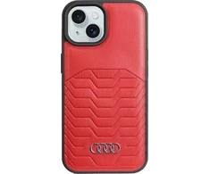 Audi Synthetic Leather MagSafe Apple iPhone 15 / 14 / 13 6.1″ red kietas dėklas AU-TPUPCMIP15-GT/D3-RD