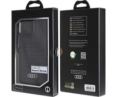 Audi Synthetic Leather MagSafe Apple iPhone 13 Pro Max 6.7″ juodos spalvos kietas dėklas AU-TPUPCMIP13 PM-GT/D3-BK