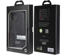 Apple iPhone 13 / 14 / 15 Audi Synthetic odinis dėklas MagSafe (AU-TPUPCMIP15-GT/D3-BK) juodos spalvos