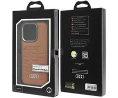 Audi Synthetic Leather MagSafe Apple iPhone 15 Pro 6.1″ rudos spalvos kietas dėklas AU-TPUPCMIP15P-GT/D3-BN