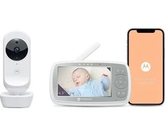 Kūdikio stebėjimo kamera Motorola VM44 4,3" HD, WIFI, Baltos/Pilkos spalvos