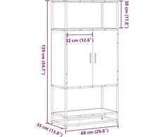 Highboard Pilka Sonoma 68x35x139 cm Mediena ir metalas