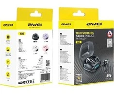 Ausinės Awei Ausinės Bluetooth 5.3 T25 Tws + Doko stotelė Juodas/Juodas