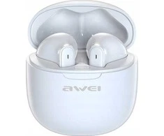 Ausinės Awei Bluetooth 5.3 T68 ENC TWS ausinės + prijungimo stotelė balta