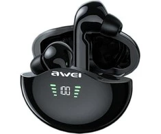 Bluetooth 5.3 TWS ausinės + AWEI Docking Station (T12P) juodos spalvos