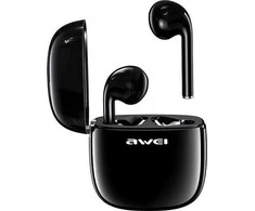 Bluetooth 5.0 TWS ausinės + AWEI įkrovimo stotelė (T28) juodos spalvos