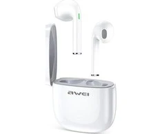 Bluetooth 5.0 TWS ausinės + AWEI Docking Station (T28) baltos spalvos