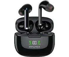 Bluetooth 5.2 TWS Sports ausinės + AWEI Docking Station (TA8) juodos spalvos