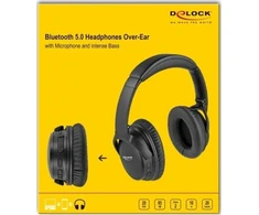 Ausinės Delock Delock Bluetooth 5.0 Kopfhorer Over-Ear faltbar su integriertem Mikrofonas ir intensivem Bass, bis zu 20 valandos Laufzeit