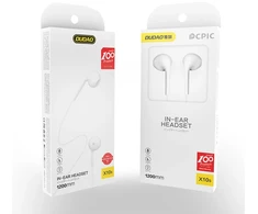 Dudao X10S su laidu Įstatomos į ausis ausinės 3.5mm mini jack 1.15m - baltas