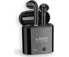 Belaidės ausinės Savio TWS-02, Bluetooth, su mikrofonu, juodos