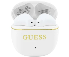 Guess Auksinė Line Glossy Classic Logo TWS belaidės ausinės baltos spalvoas
