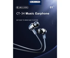Ausinės Jellico CT-34 Universālas In-Ear Austiņas ar 3.5mm un Mikrofona / Pults 1.2m Kabeli Melnas