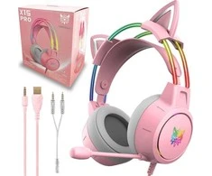 Žaidimų ausinės ONIKUMA X15Pro Rožinė Cat's Ears