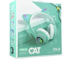 Protect „BLUETOOTH“ / LED ausinės vaikams, katės ausys, mėtinės spalvos