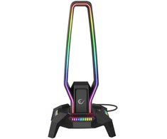 Rampage Stojak na ausinės IGRIS RGB USB, USB-C, juoda