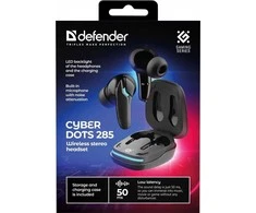 Ausinės Defender Ausinės su mikrofonu CyberDots 285 belaidės Bluetooth TWS juoda Low Latency