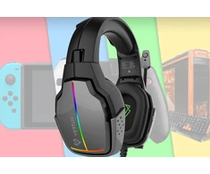 Ausinės Vertux Vertux Ausinės Apgaubiančios 3.5mm Havana Juodos 50mm LED USB RGB Pultelis