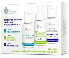 Ava Laboratorium Profesionalus namų terapijos rinkinys trijų žingsnių šveitimui namuose su vaisių rūgštimis