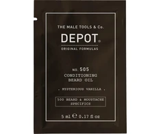 Depot, 500 Beard - Mustache Specifics No. 505, Barzdos aliejus, Paslaptingoji vanilė, Vitaminas E, Žvilgesiui ir Švelnumui, 5 ml