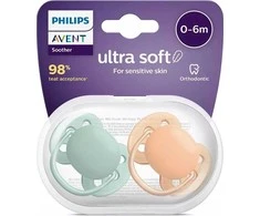 Philips AVENT SCF091/03 Žindukas Ultra Soft 0-6m žalia/oranžinė