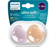 Philips AVENT SCF091/33 čiulptukas Ultra Soft 6-18m oranžinis/violetinis