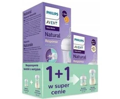 AVENT SCY670/01 + SCY673/01 REAGUOJANTIS BUTELIS NATŪRALUS SU ORO NEPRALEIDŽIANČIU VOŽTUVU 260ML