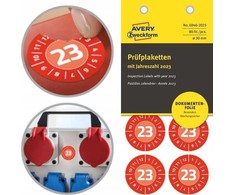 AVERY Avery 6946-2023, Raudona, Round, Permanent, Baltas on red, Vinyl, 3 cm