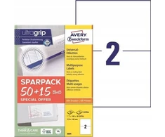 AVERY Etykiety universalus 210x148 mm balta med Ultragrip - (65 ark x 2 vnt.)