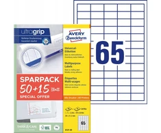AVERY Etykiety universalus 38x21,2 mm balta med Ultragrip - (65 ark x 65 stk.)