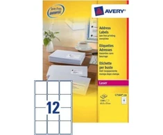 Avery Zweckform „Avery L7164-100“, Lipni etiketė, Balta, Popierius, Lazeris, Permanentinė, Apvalus stačiakampis