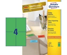 Lipnios etiketės Avery Zweckform, 105x148mm, 4 etiketės lape, 100 lapų, žalios spalvos