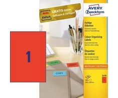 Avery Zweckform spalvotos etiketės 210 x 297 mm raudona (3470)