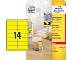 Avery Zweckform neoninės etiketės 99,1 x 38,1 mm geltona (L7263Y-25)