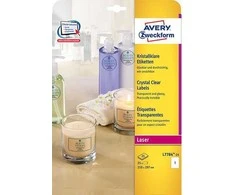 Lipnios etiketės Avery Zweckform, A4, 210x297mm, 25 lapai, skaidrios