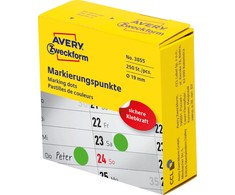 Avery Zweckform Kółka do zaznaczania w dyspenserze , 250 vnt./rolka, O19 mm, žalia