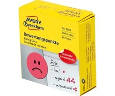 Avery Zweckform Ratas su simboliais, kuriuos galima pasirinkti, 'Sad Facce', 250 vienetų / ritinėlis, O19 mm, Avery Zweckform, RUD