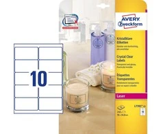 Avery Zweckform Skaidrios Crystal Clear produktų etiketės 96 x 50,8 mm (L7783- 25)