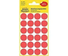Lipdukai Avery Zweckform, apvalūs, Ø18mm, 96vnt pakuotėje, raudonos spalvos