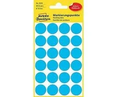 Lipdukai Avery Zweckform, apvalūs, Ø18mm, 96vnt pakuotėje, mėlynos spalvos