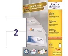 Avery Zweckform Universal- Labels Inkjet, Lazeris Colorlazeris, baltas 210x297mm 200 etikečių - 3655