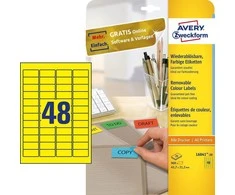 Avery Zweckform Šalinamos spalvos etiketės 45,7 x 21,2 mm, geltonos (L6041- 20)